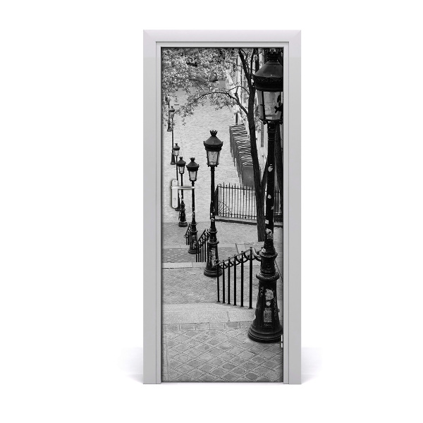 Ajtóposzter öntapadós Lépcsők és utcai lámpák