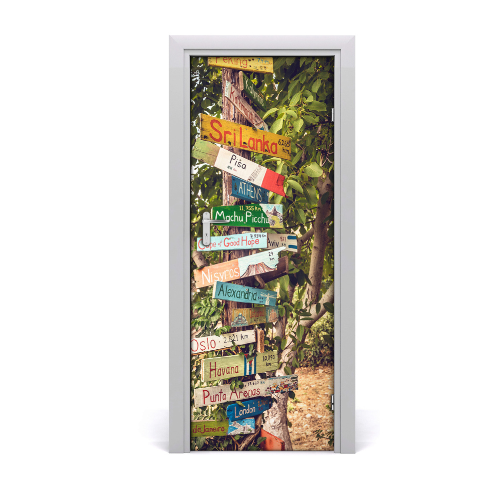 Ajtóposzter öntapadós Útjelző táblák a tengerparton