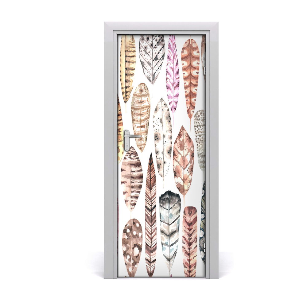 Ajtó méretű poszter Színes boho tollak