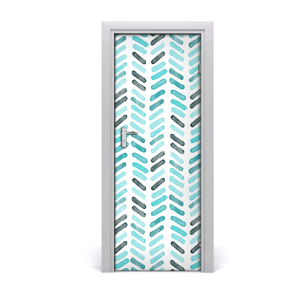 Ajtóposzter Kék halszálka mintás