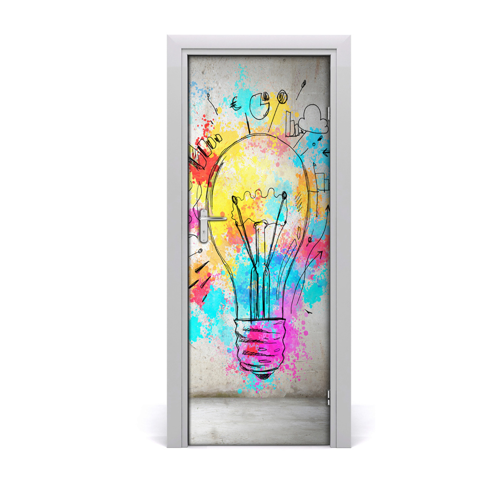 Ajtó tapéta Színes villanykörte
