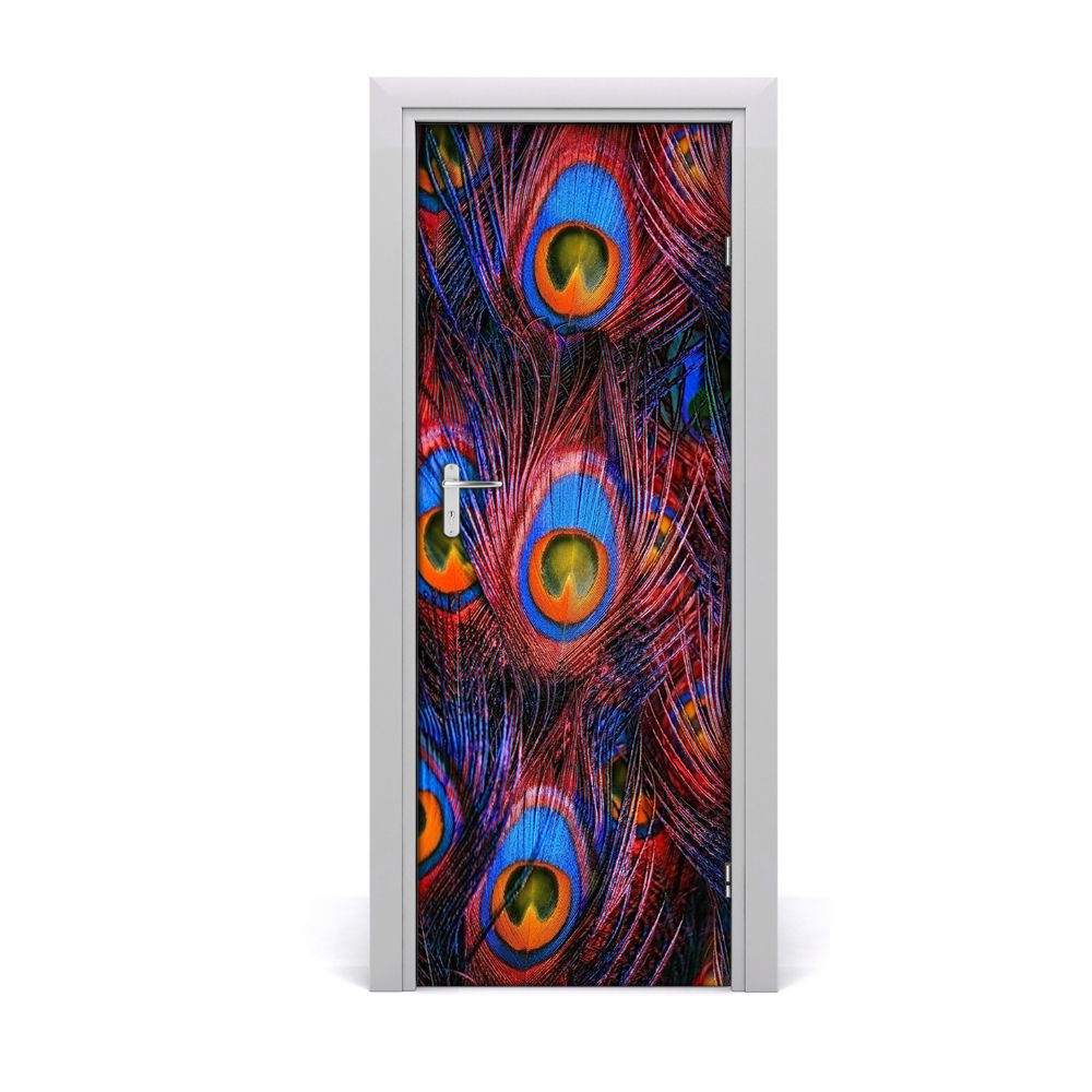 Poszter tapéta ajtóra Kék pávatollak