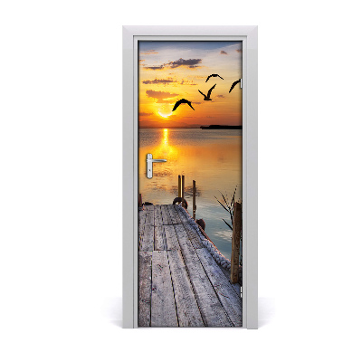 Ajtó méretű poszter Fa móló madarak