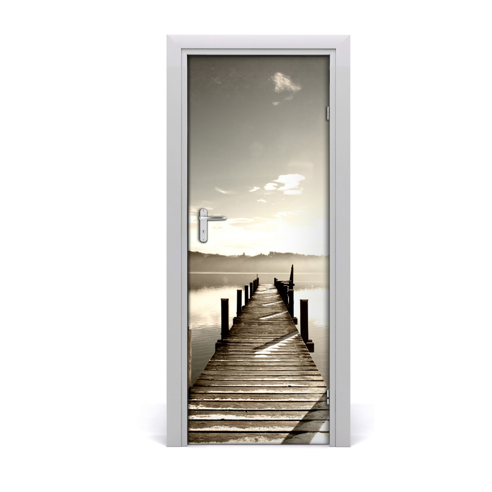 Poszter tapéta ajtóra Szürke fa móló