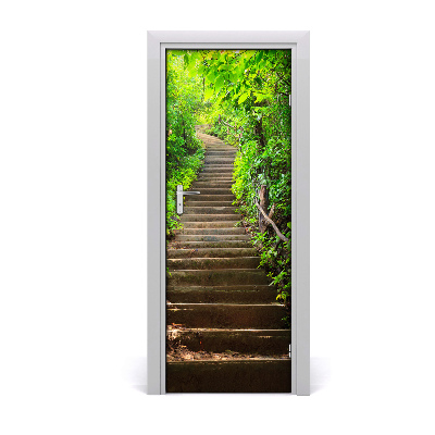 Ajtó tapéta Lépcső a zöld erdőbe