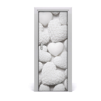 Ajtó méretű poszter Szétszórt fehér szívek háttér