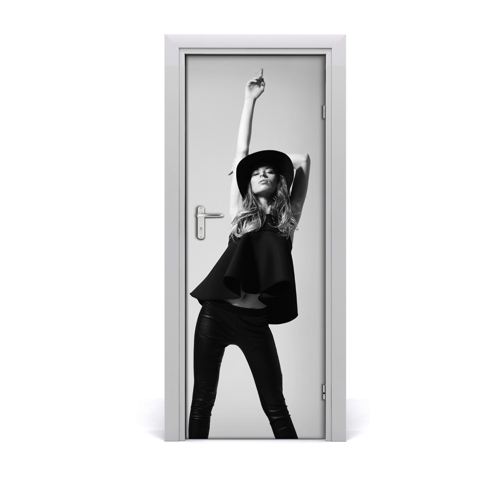Poszter tapéta ajtóra Nő kalapban