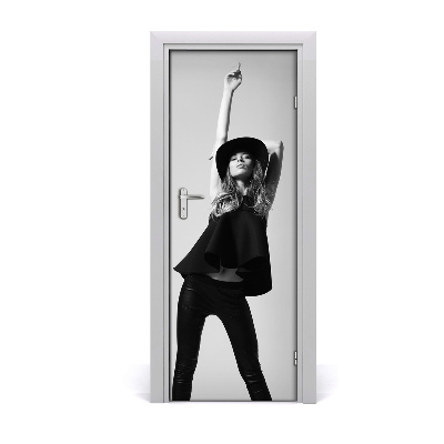 Poszter tapéta ajtóra Nő kalapban