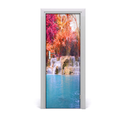 Fotótapéta ajtóra Vízesés az erdőben ősszel