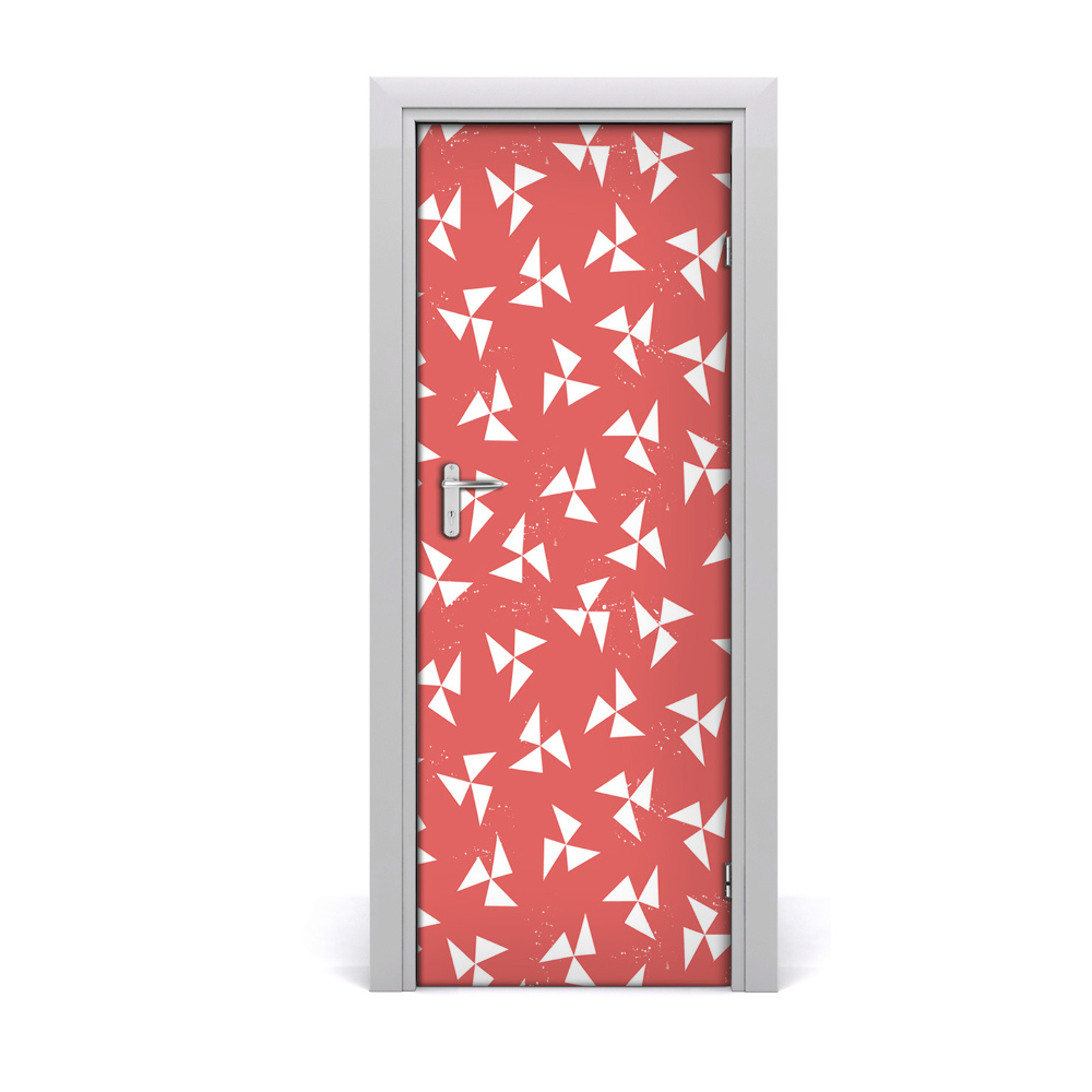 Fotótapéta ajtóra Piros háttér fehér háromszögekkel
