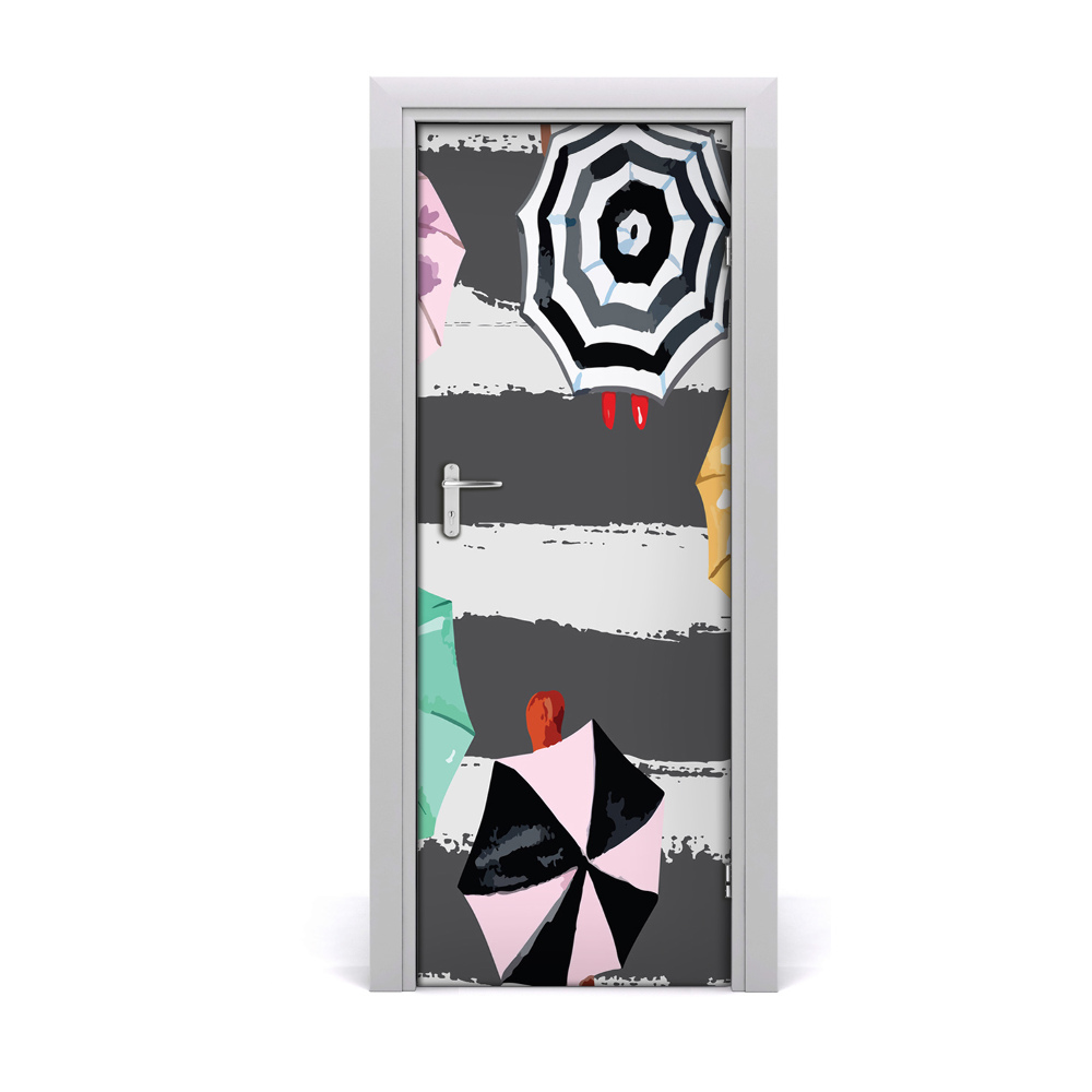 Ajtóposzter öntapadós Színes absztrakt esernyők