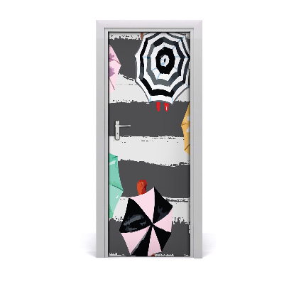 Ajtóposzter öntapadós Színes absztrakt esernyők