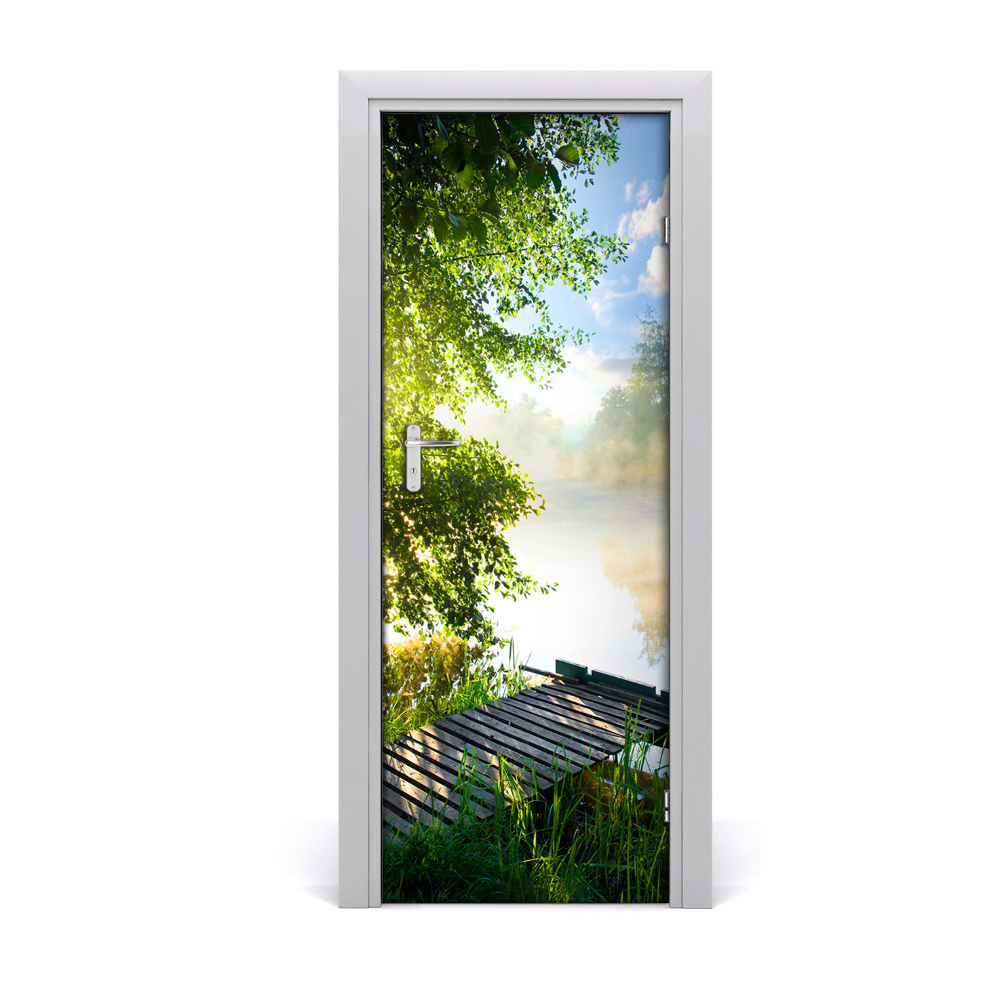 Ajtó méretű poszter Fából készült híd a tó felett