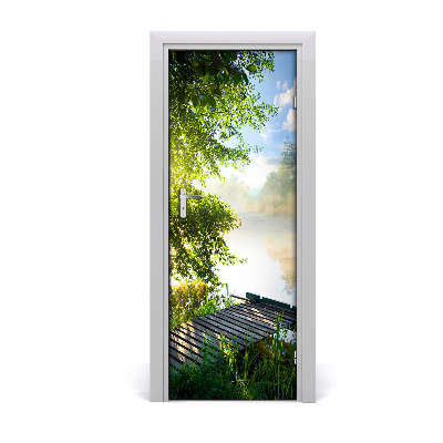 Ajtó méretű poszter Fából készült híd a tó felett