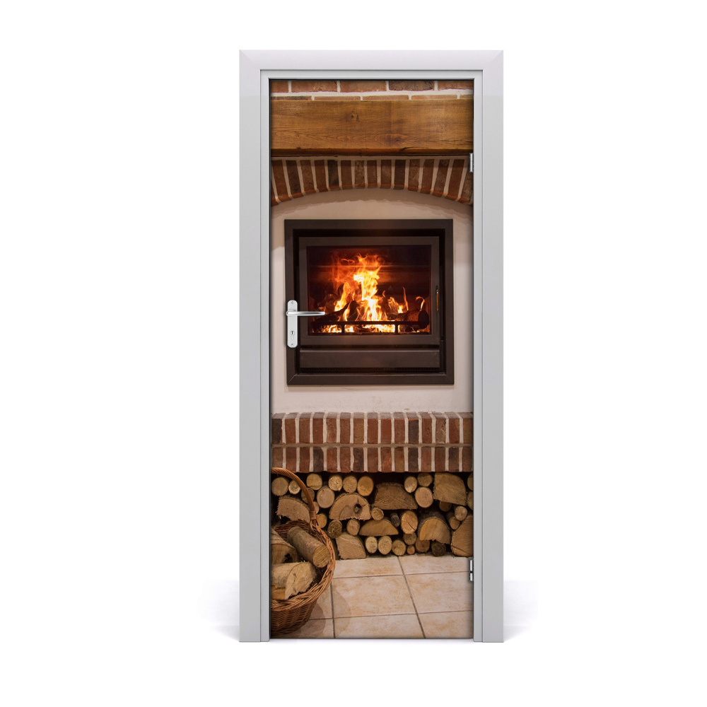 Ajtó tapéta Kandalló és tűzifa