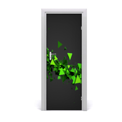 Fotótapéta ajtóra Zöld háromszögek fekete alapon