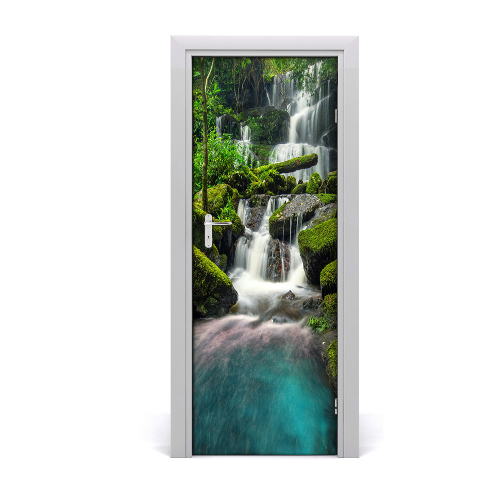 Ajtó méretű poszter Vízesés zuhatag az erdőben