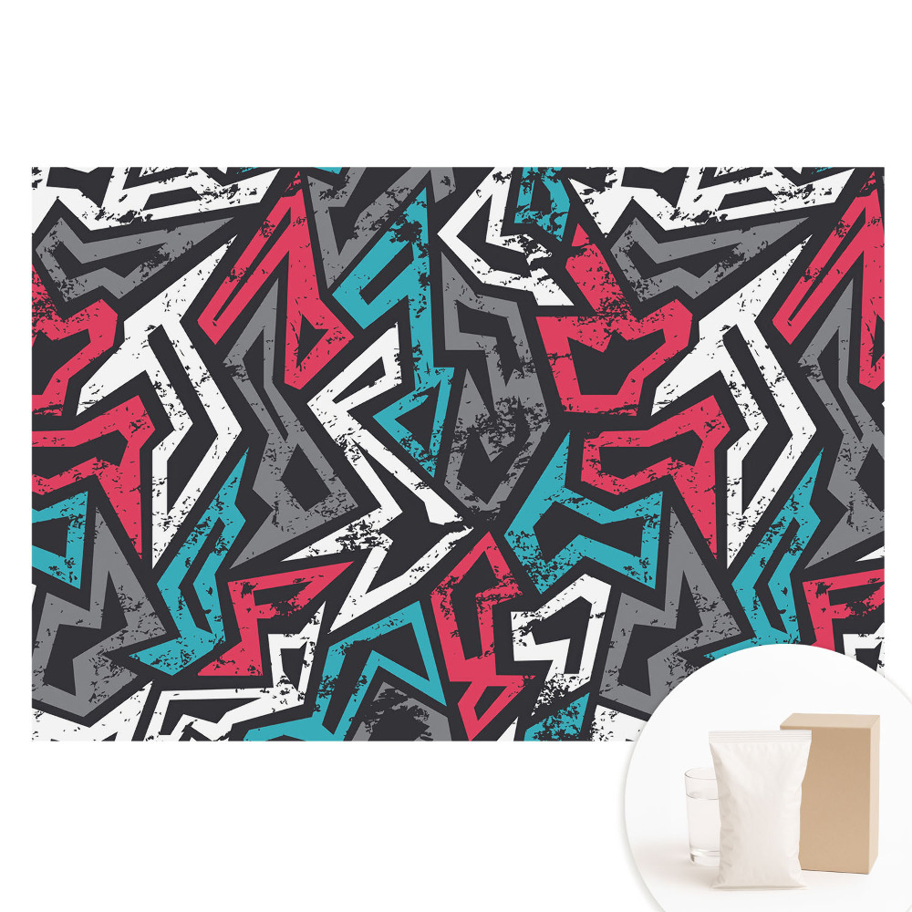 Nem szőtt tapéta nyomtatással Friss energiájú geometrikus graffiti