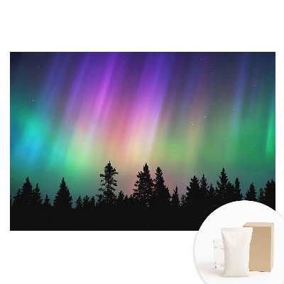 Nagyméretű fotótapéta a falra Aurora borealis az erdő felett