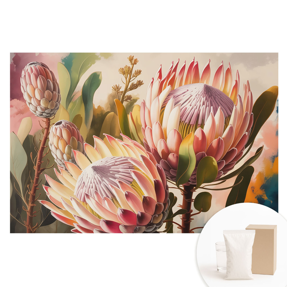 Protea virágok mintás vlies fotótapéta elegáns pasztell színekben
