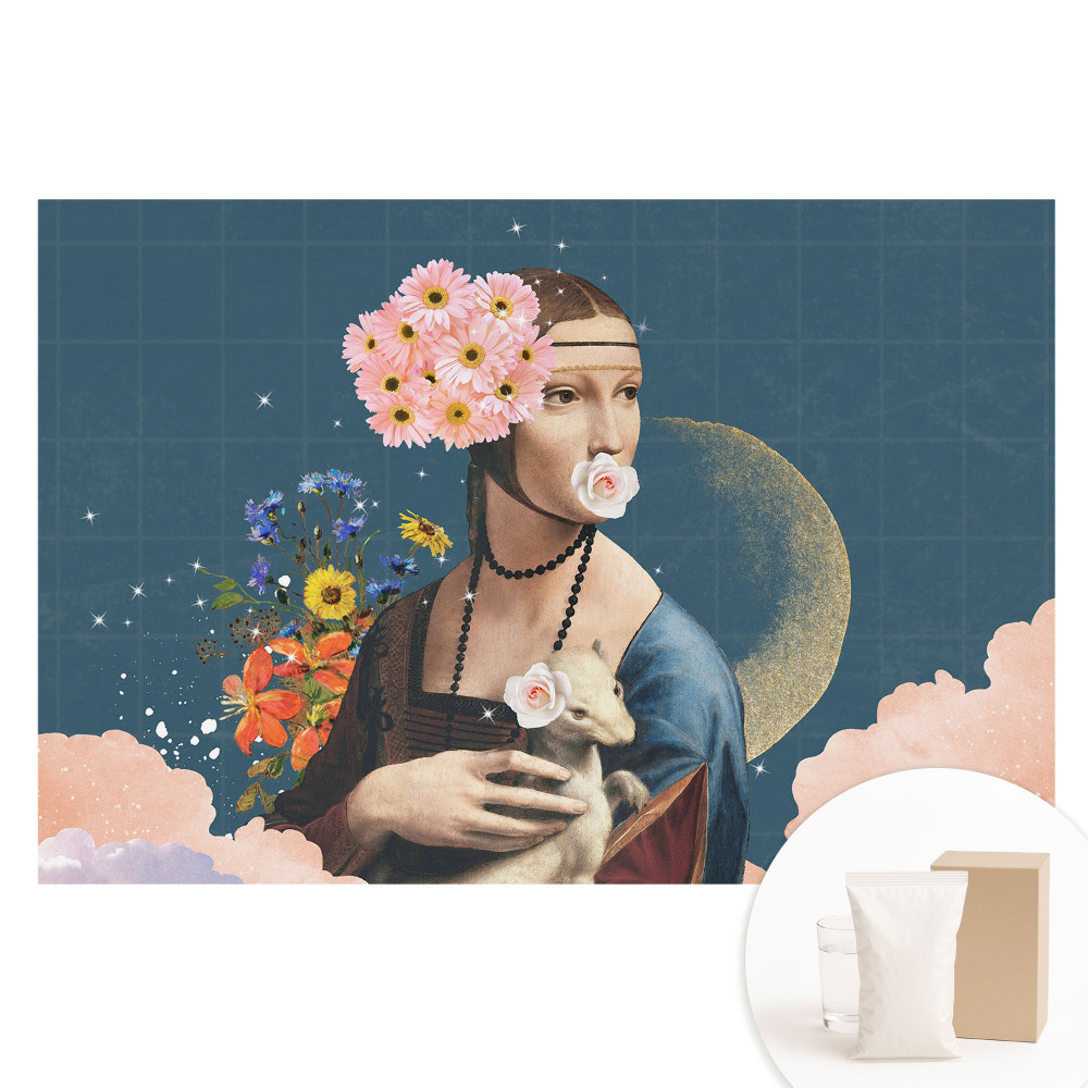 Virágos szürrealista portré mintás nem szőtt tapéta
