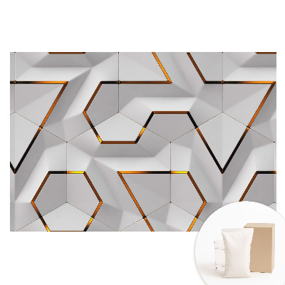 Nem szőtt tapéta nyomtatással Geometrikus hatszögek sárga díszítéssel