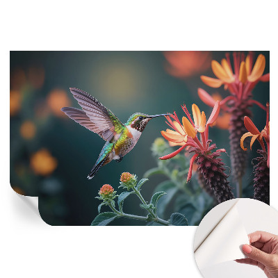 Öntapadós fotótapéta kolibri és virágok mintával