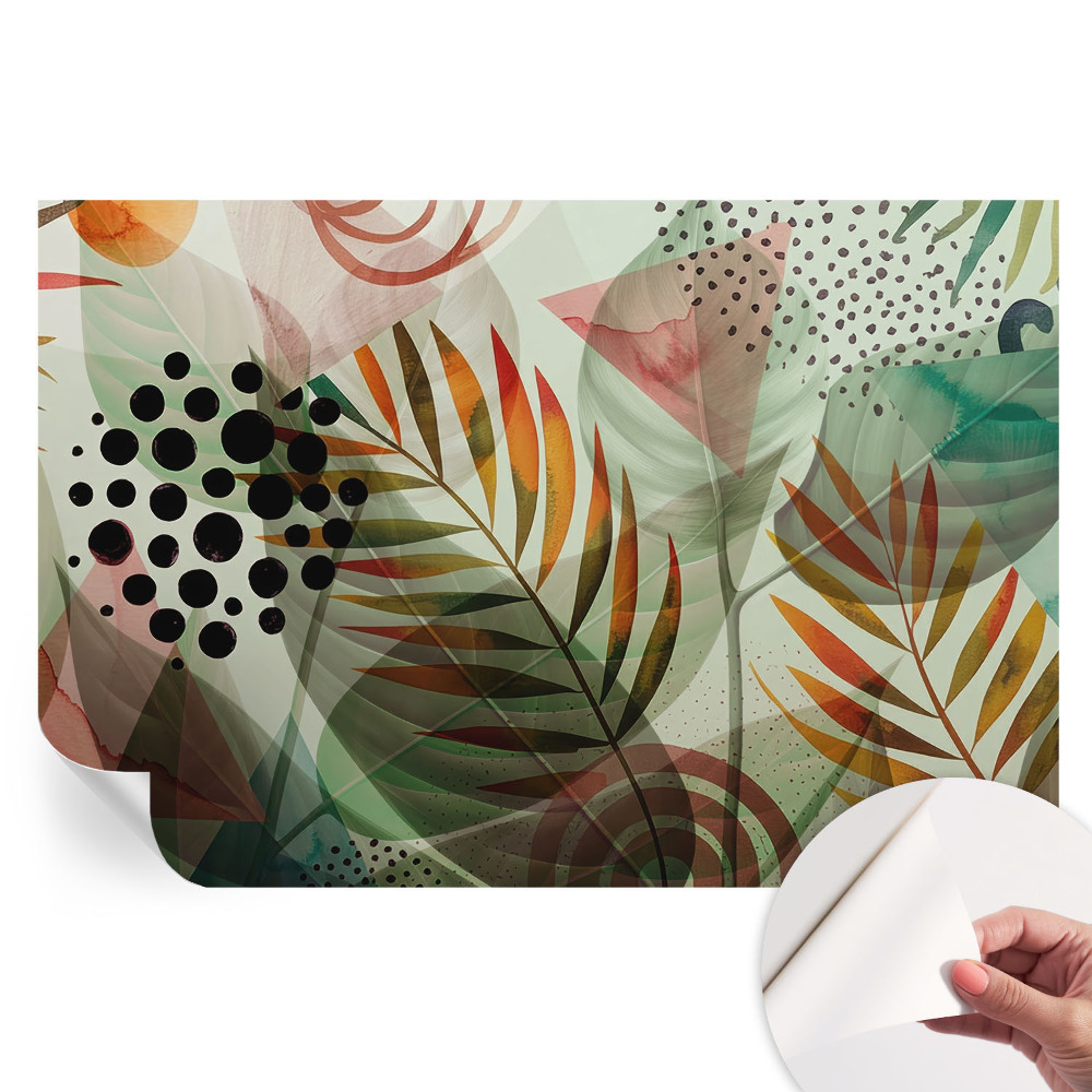 Modern absztrakt leveles fotótapéta nappaliba