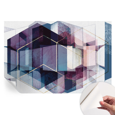 Geometriai kockák mintás öntapadós tapéta nappaliba
