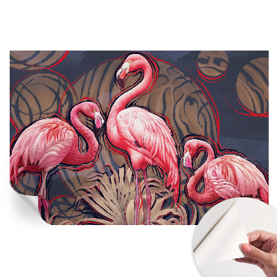 Öntapadós tapéta a nappaliba Rózsaszín flamingók