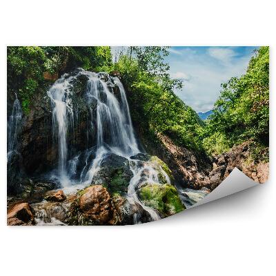 Fotótapéta Erdei természet zöld vízesés sziklák