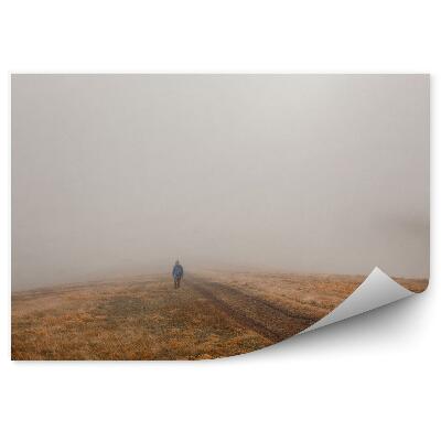 Öntapadó fotótapéta Férfi tisztás út férfi köd