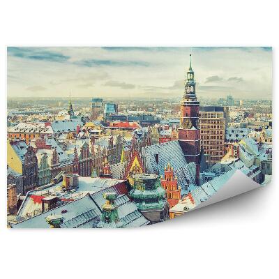 Fotótapéta épületek városháza ég felhők hó tél