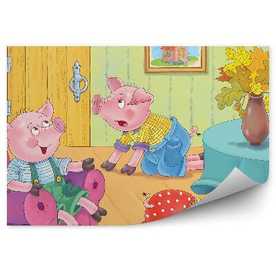 Poszter tapéta Három kismalac szórakozik a házban