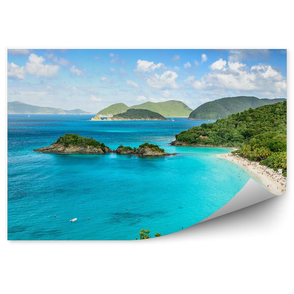 Öntapadós fotótapéta kék víz zöld szigetek strandolók