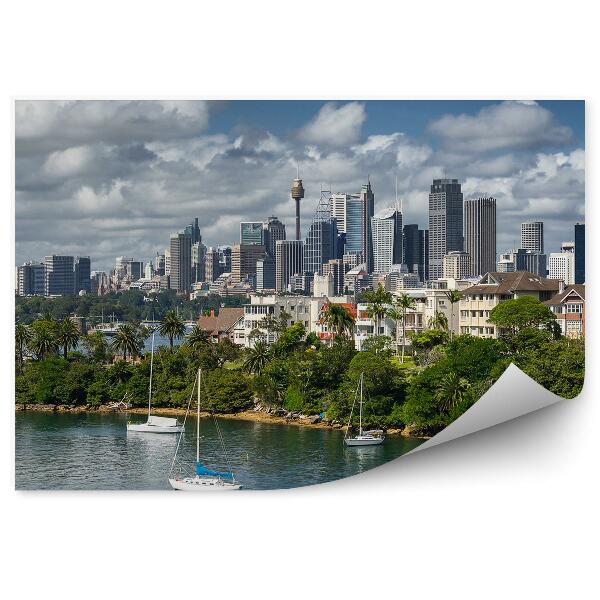 Öntapadós fotótapéta csónakok város természet pálmafák épületek