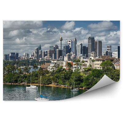 Öntapadós fotótapéta csónakok város természet pálmafák épületek