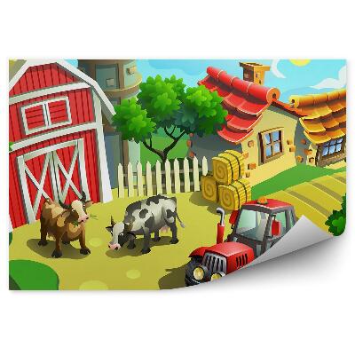 Poszter tapéta Színes falusi állatok traktor