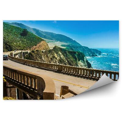 Fotótapéta USA hegyek közúti híd autók víz