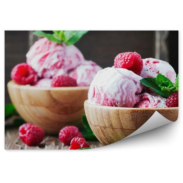 Kép Tapéta Fa tálkában málna fagylalt