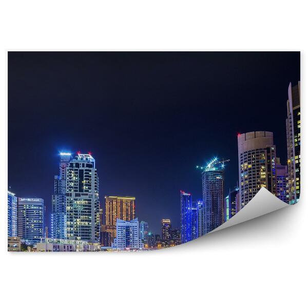 Öntapadó fotótapéta Város panoráma felhőkarcolók folyó pálmafák ég