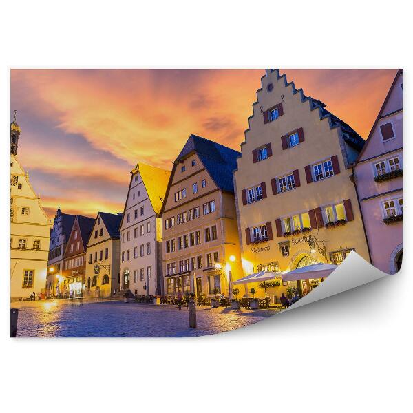 Modern fotótapéta Épületek házak járda naplemente város panorámája