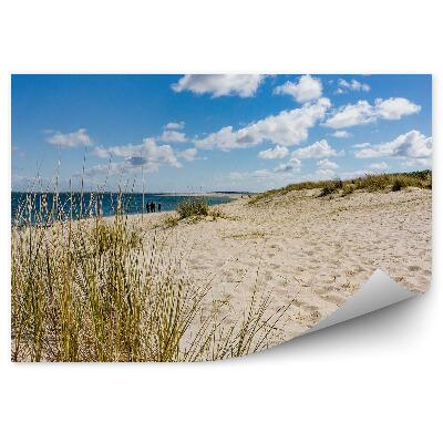 Öntapadó fotótapéta Tengerpart fű óceán emberek ég felhők sylt Németország