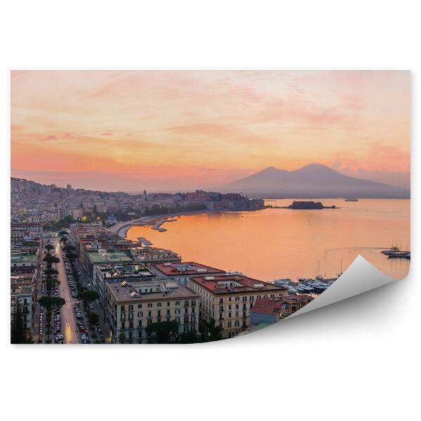 Öntapadós fotótapéta falra Épületek óceán tenger csónakok hegyek fák Nápoly Olaszország