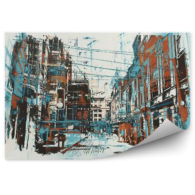 Fotótapéta Illusztráció egy festett városi utca grunge textúrával