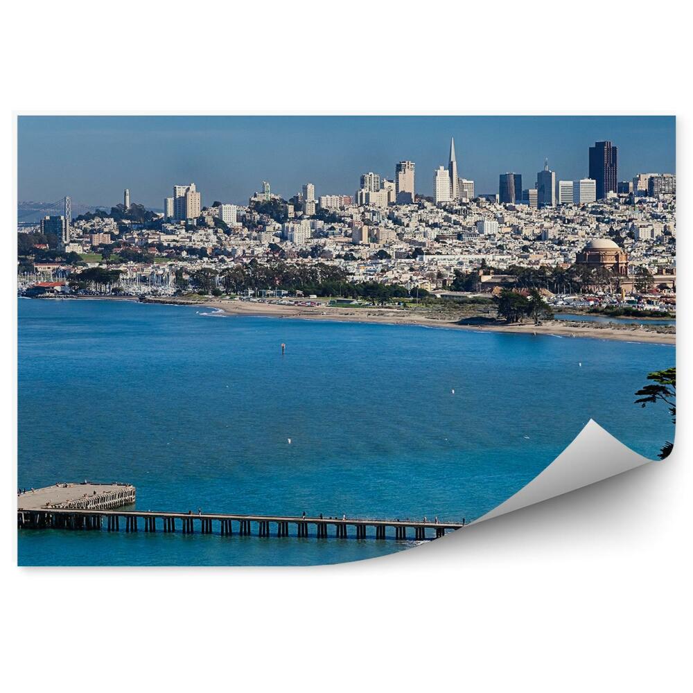 Poszter tapéta épületek öböl tengeri égbolt fák