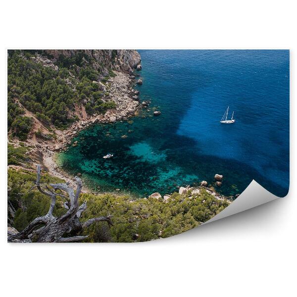 Poszter tapéta Zöld növényzet sziget hajó tenger