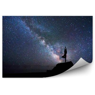 Modern fotótapéta Jóga épület fák Tejút csillagok ég