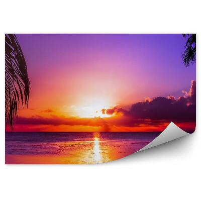 Öntapadós fotótapéta falra Óceán pálmafák naplemente felhők