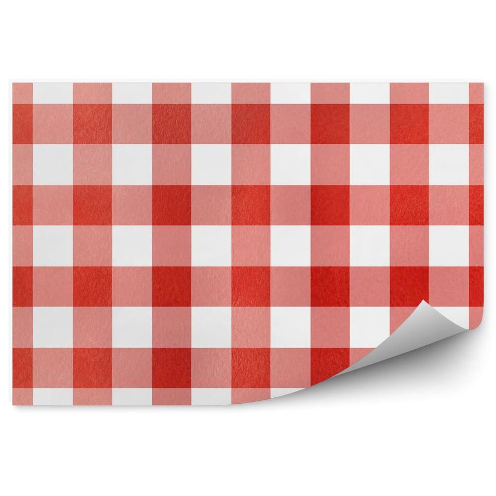 Fotótapéta Piros rácsvonalak kocka fehér háttér